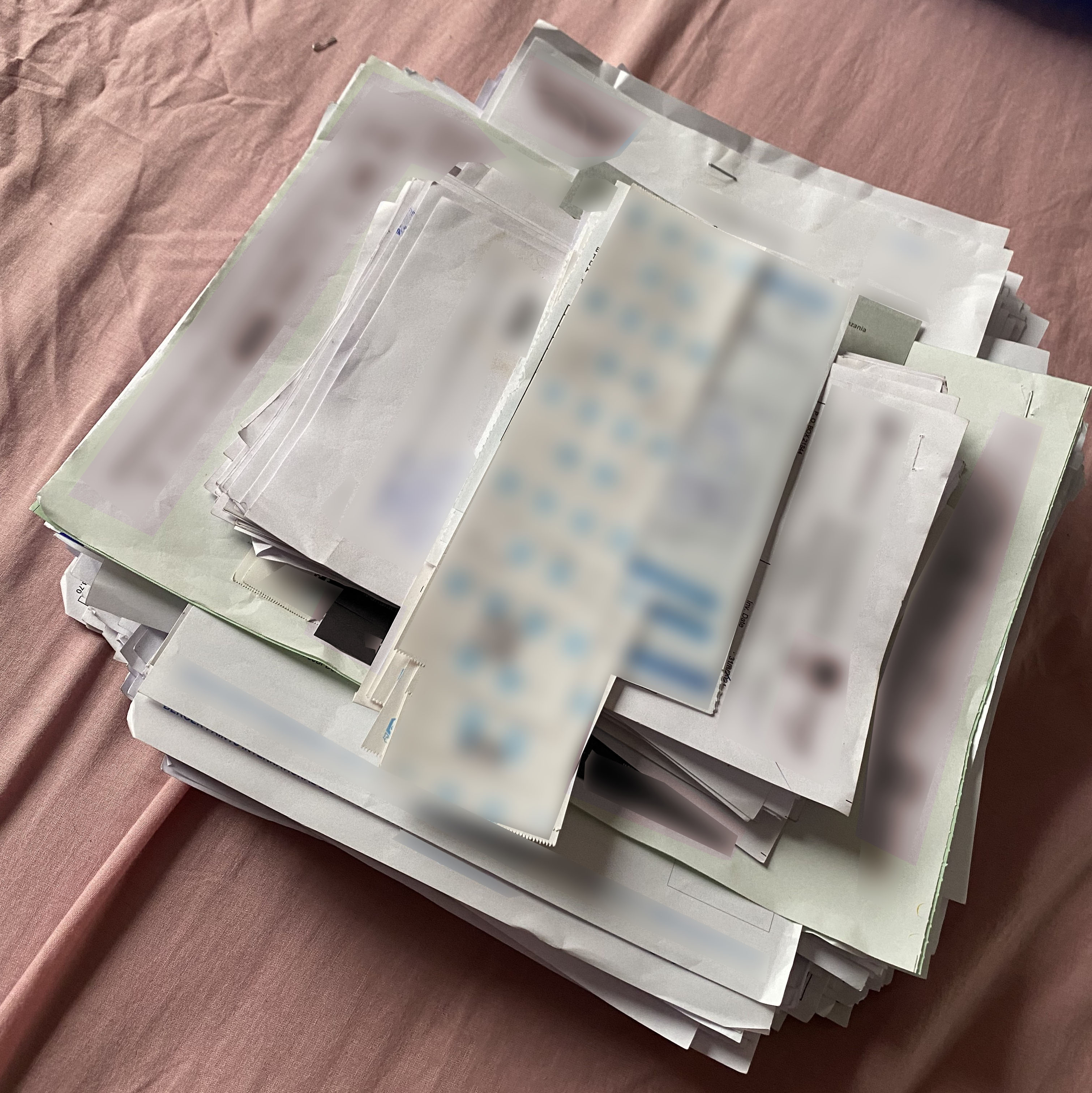 Invoices Stacked at Right Angles